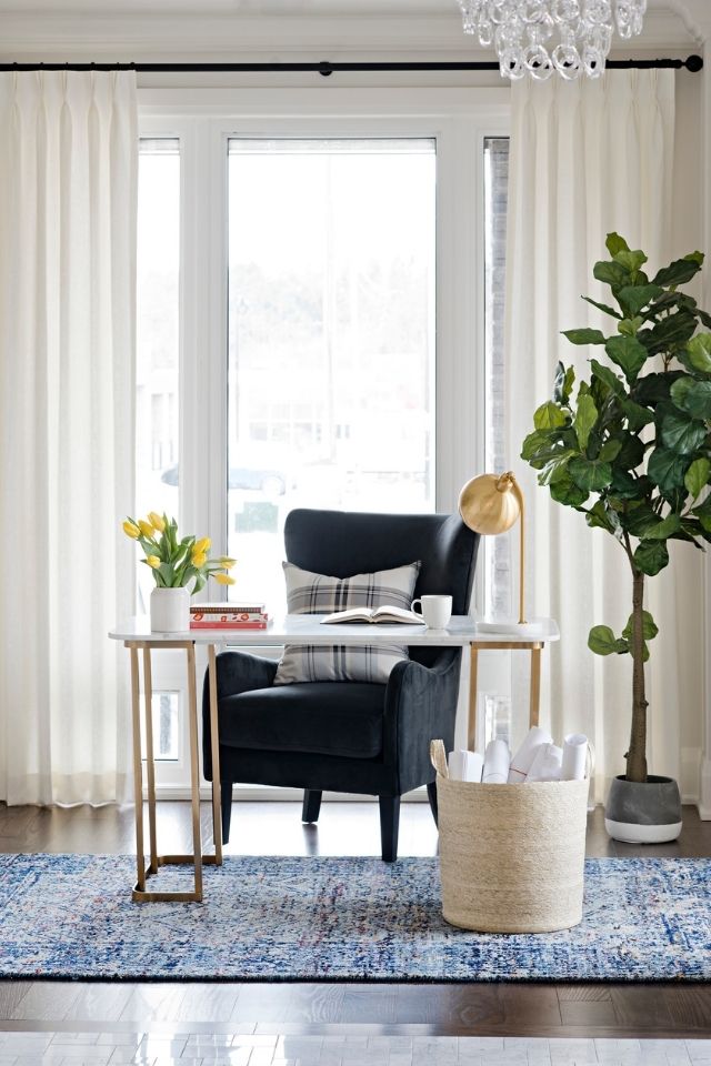 small desk with comfy chair Design: REBECCA HAY Photography: MIKE CHAJECKI